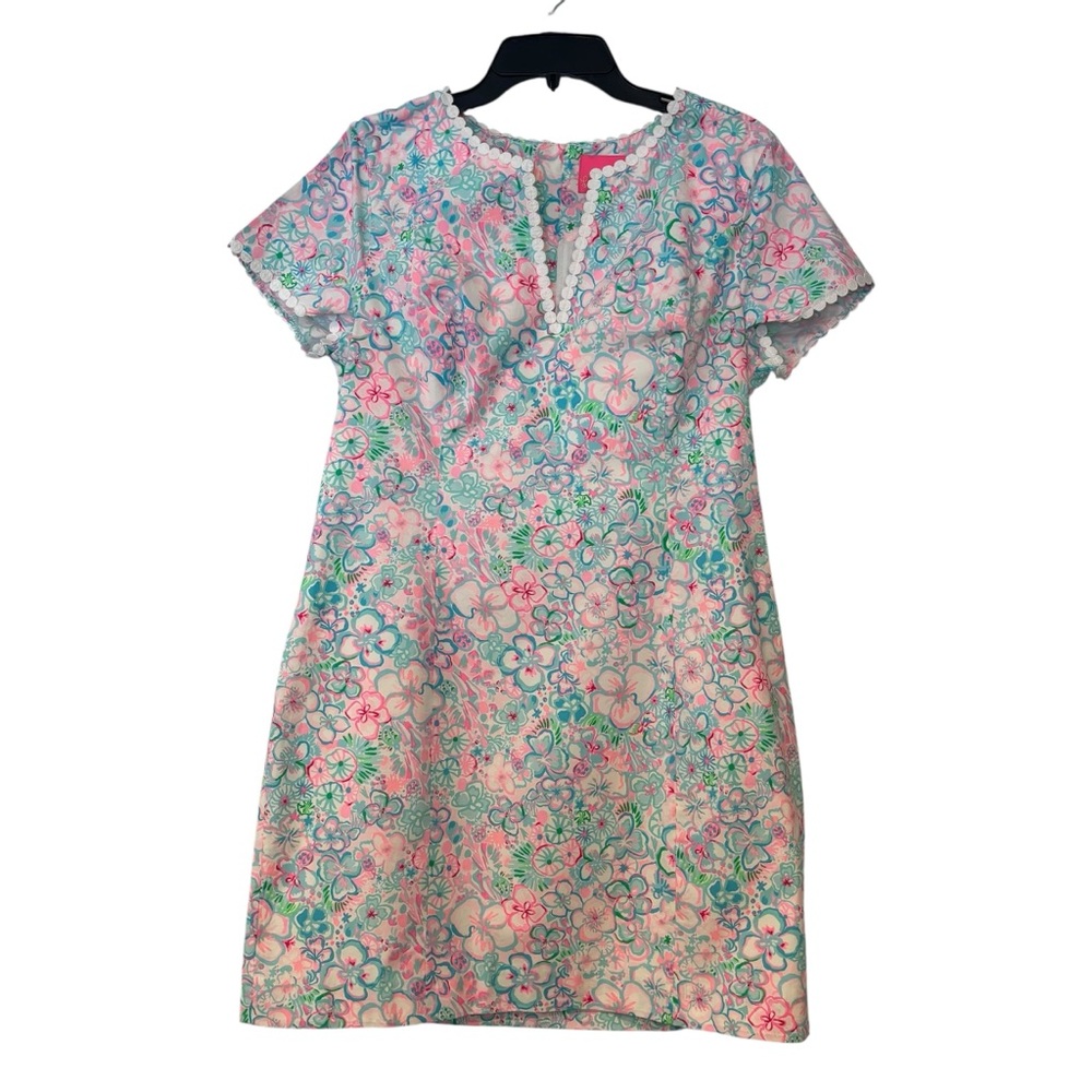 Lilly Pulitzer Braylin Stretch Shift Dress  Resort White Love Bug Print Size 12 - Picture 2 of 11